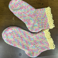 藤枝市の編み物教室　生徒作品　かぎ針編みの靴下