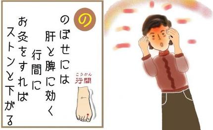 お灸いろは歌 【の】のぼせ(逆上)