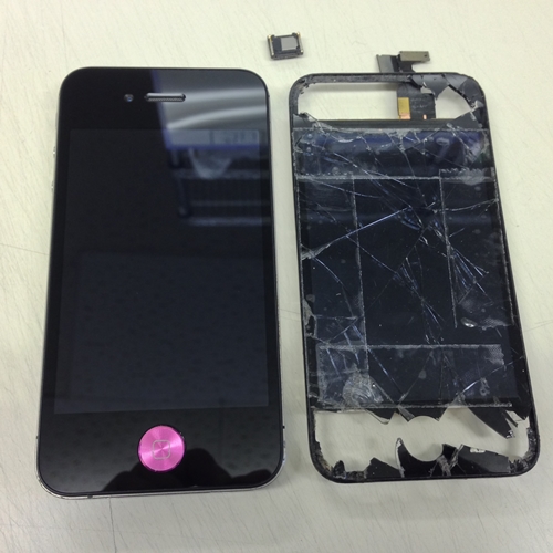 液晶画面のガラス割れ＆イヤースピーカー不良のiPhone 4Sその２