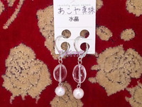 あこや真珠と透明水晶のピアス