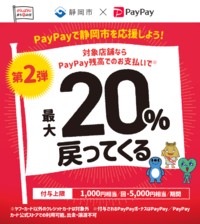 エール静岡！ 対象のお店で最大20％戻ってくるキャンペーン　第２弾 2021/11/20 13:58:25