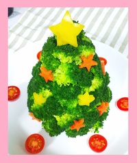 親子で楽しく作って美味しく食べよう♪ 【　ブロッコリーのXmasツリーサラダ♪　】　【サブおかず】　04 2014/12/17 19:50:09