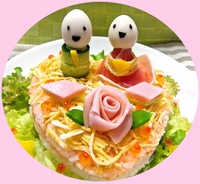 デコワザ満載！可愛くデコろう！ 【　ひなまつりの寿しケーキ♪　】　【ごはんもの】　03 2015/02/25 17:55:17