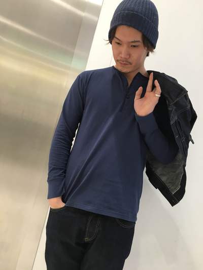 ナイジェルケーボン　ヘンリーネック　ロングスリーブTシャツ