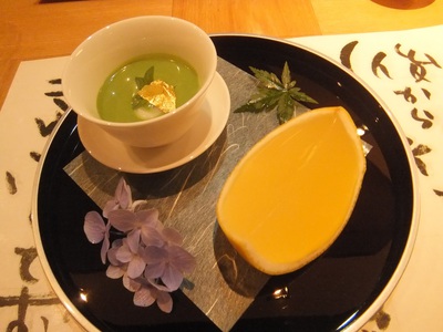 ぷるんぷるん　グレープフルーツゼリー　抹茶おしるこ