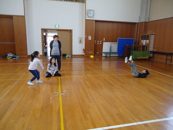 4月13日（土）地区センター”ちゃくら”でドッチビー大会をやりました